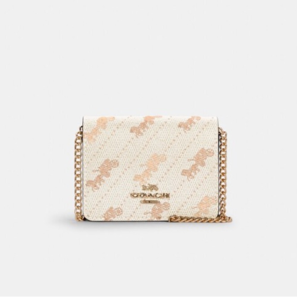 Coach Mini Wallet With Horse And Carriage Dot Print C4477 cream